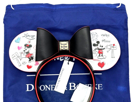 Disney Dooney & Bourke Mickey Minnie Sweethearts Love Letters Ears Headband NWT Cheap