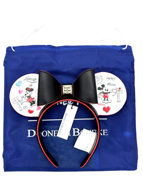 Disney Dooney & Bourke Mickey Minnie Sweethearts Love Letters Ears Headband NWT Cheap