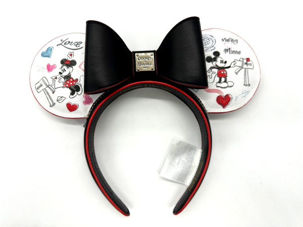 Disney Dooney & Bourke Mickey Minnie Sweethearts Love Letters Ears Headband NWT Cheap