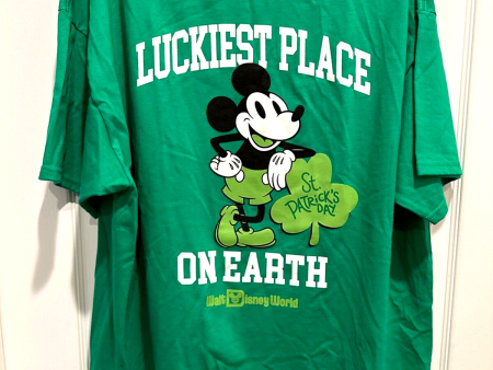 Disney Parks Luckiest Place On Earth St Patricks Day T Shirt Mickey XL WDW 2024 Online