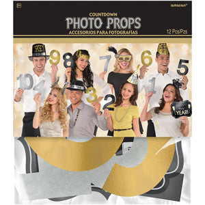 New Year s Countdown Photo Props Glitter & Foil 12 Pcs For Discount