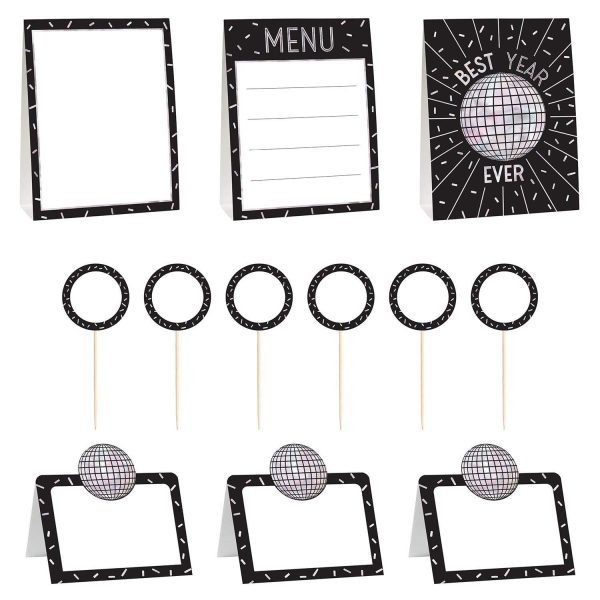 Black & Silver New Year Eve Buffet Decorating Kit 12pcs For Sale